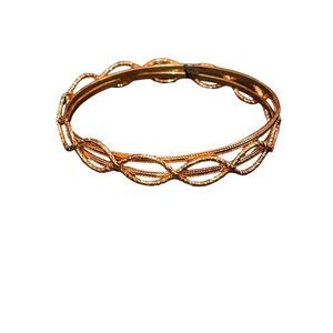 Elegant Rose Gold Twisted Wire Bangle‎ Bracelet Boho Chic Jewelry R-40